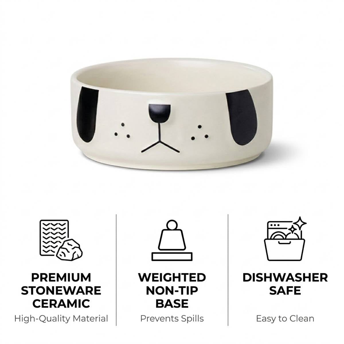 Cartoon Pug Pet Bowl - Ceramic Cat & Dog Food Dish