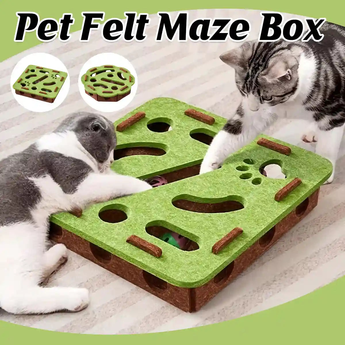 Felt Cat Puzzle Toy Maze Box 30cm Enrichment Game