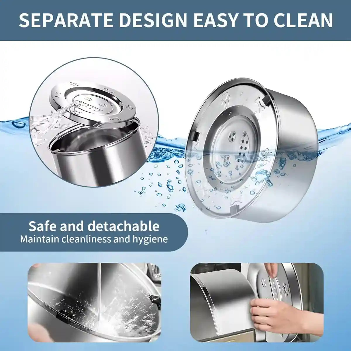 Stainless Steel Pet Floating Water Bowl Spillproof 1L/3L