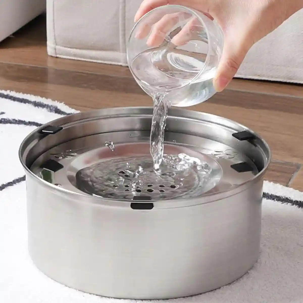 Stainless Steel Pet Floating Water Bowl Spillproof 1L/3L