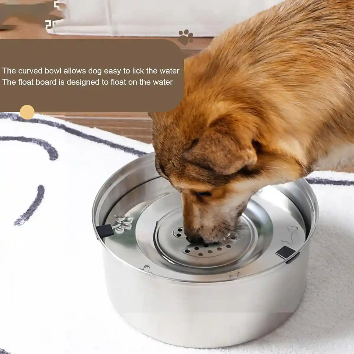 Stainless Steel Pet Floating Water Bowl Spillproof 1L/3L