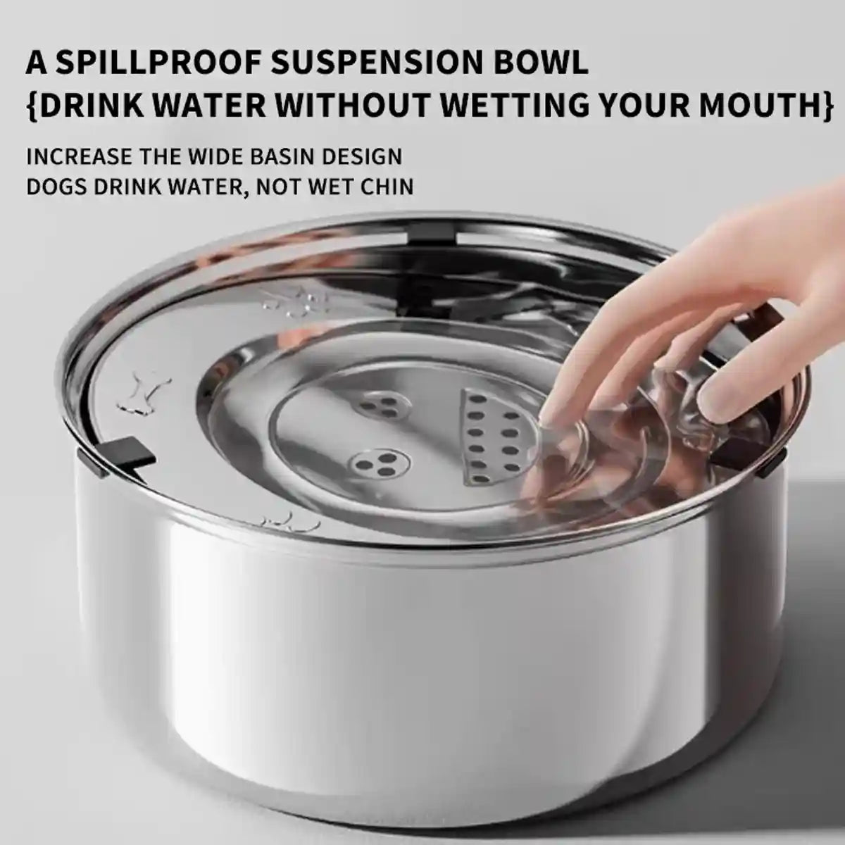 Stainless Steel Pet Floating Water Bowl Spillproof 1L/3L