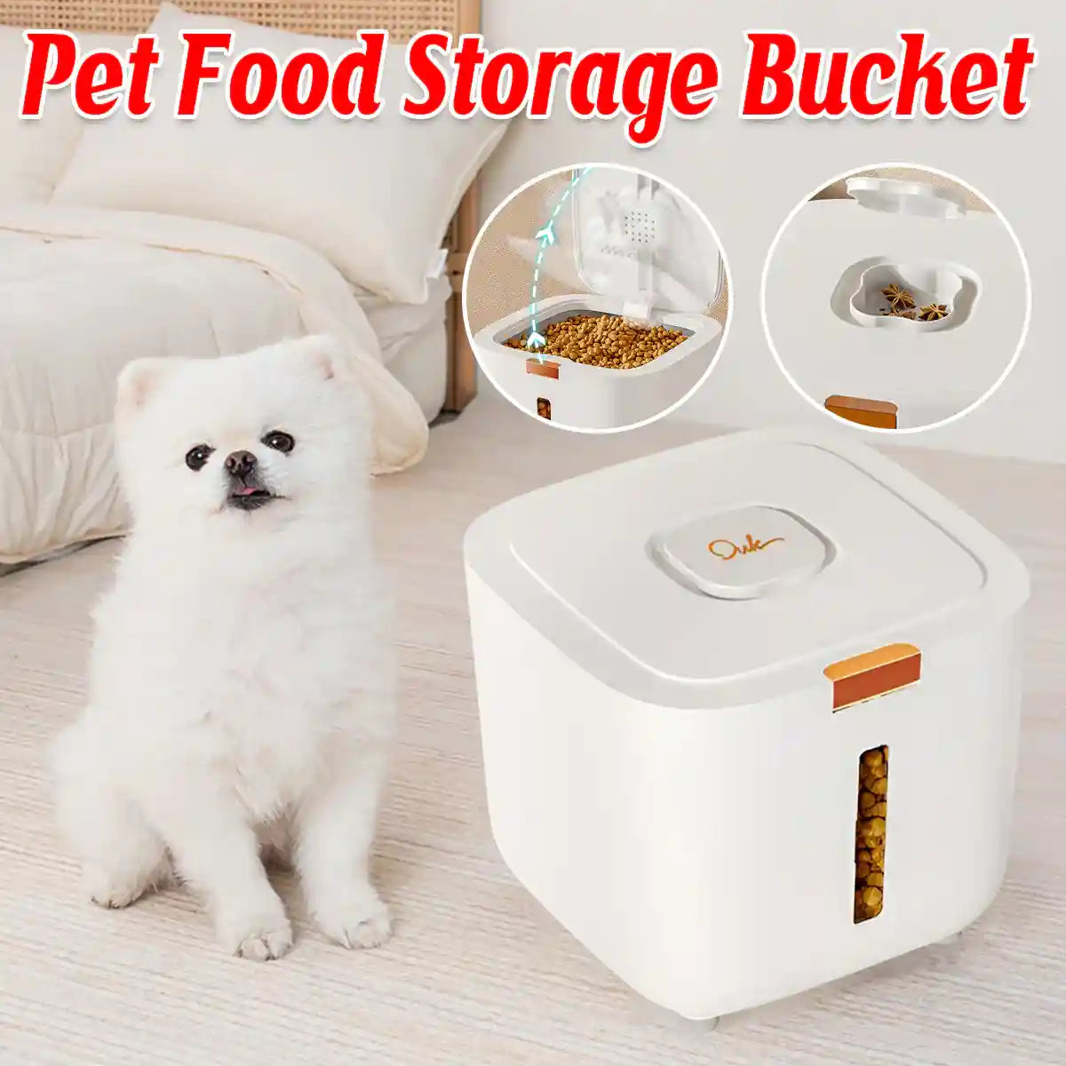 Airtight Pet Food Storage Bucket with Visual Window
