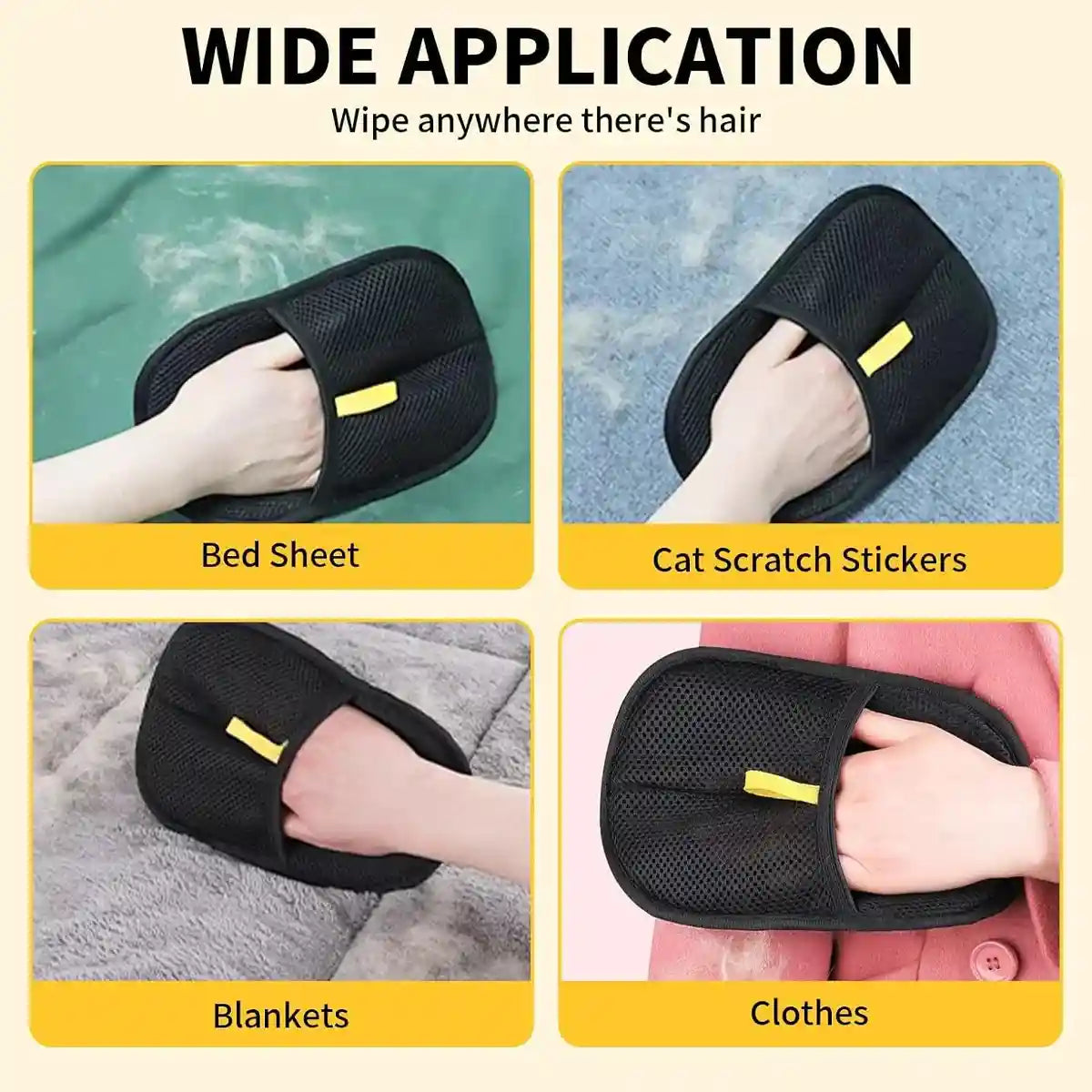 Reusable Pet Hair Removal Glove with Electrostatic Bristles – 2 Pack