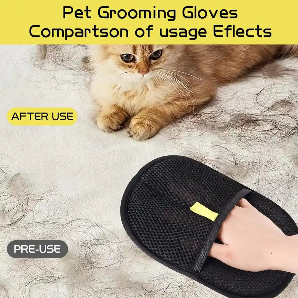 Reusable Pet Hair Removal Glove with Electrostatic Bristles – 2 Pack