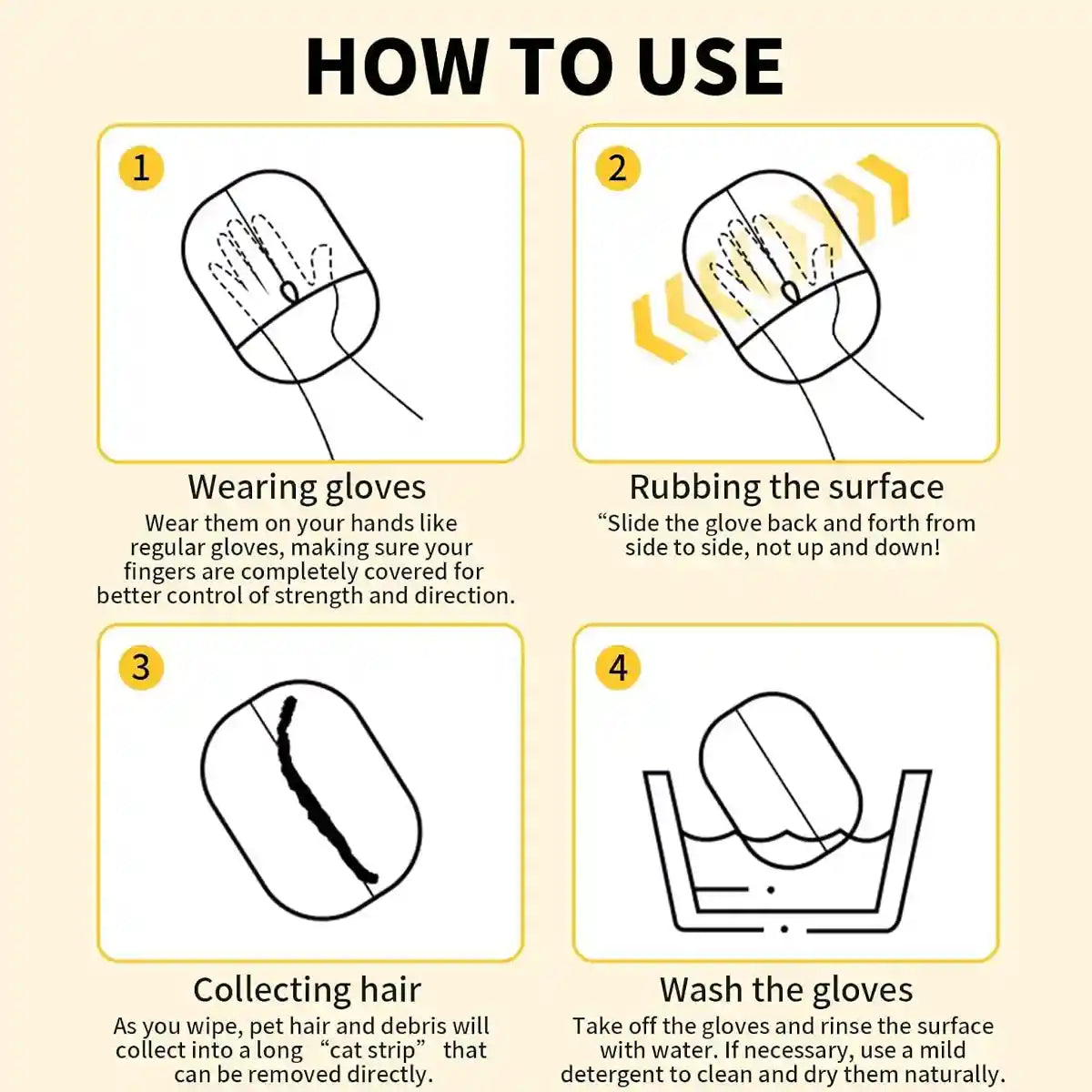 Reusable Pet Hair Removal Glove with Electrostatic Bristles – 2 Pack