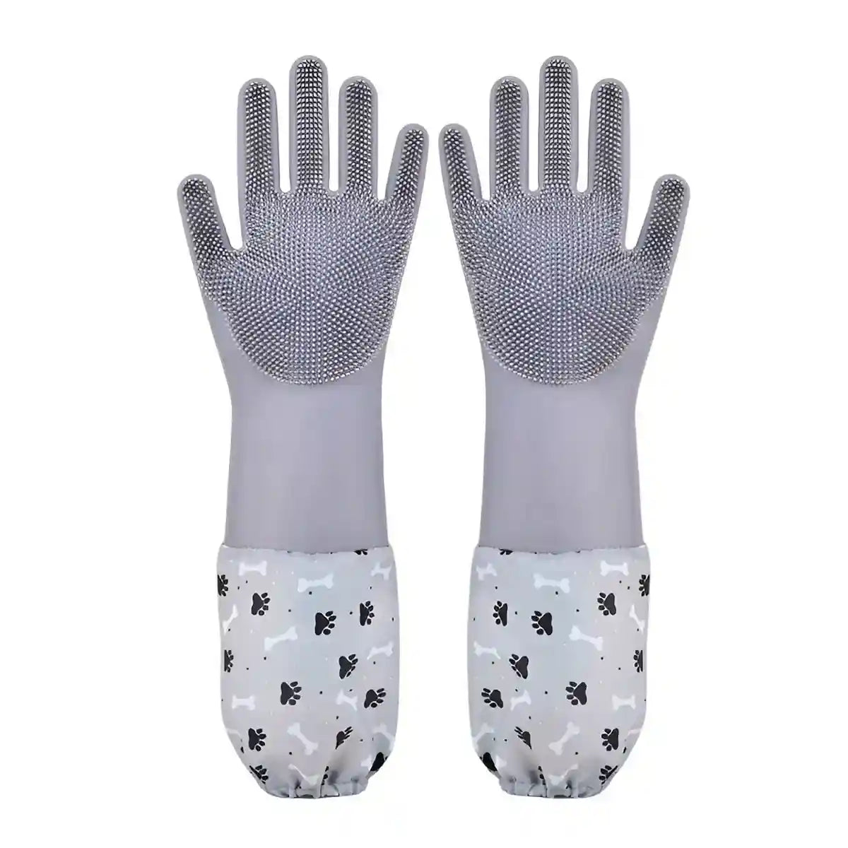 Extended Silicone Pet Bathing Gloves with Soft Brush Surface