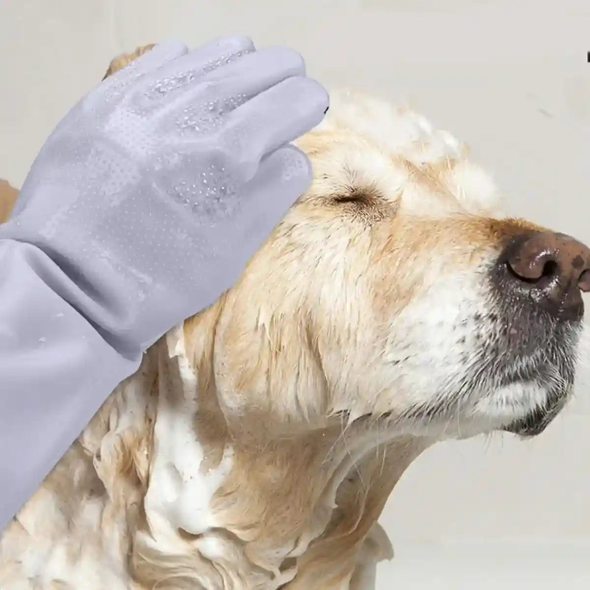 Extended Silicone Pet Bathing Gloves with Soft Brush Surface