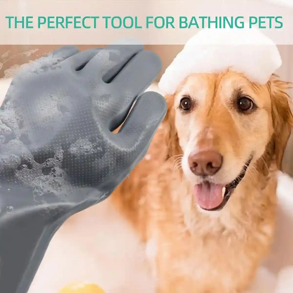 Extended Silicone Pet Bathing Gloves with Soft Brush Surface