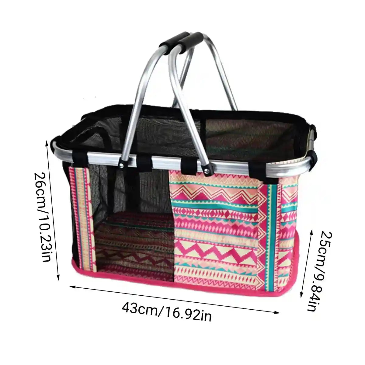 Foldable Mesh Pet Carrier Basket with Aluminium Handle