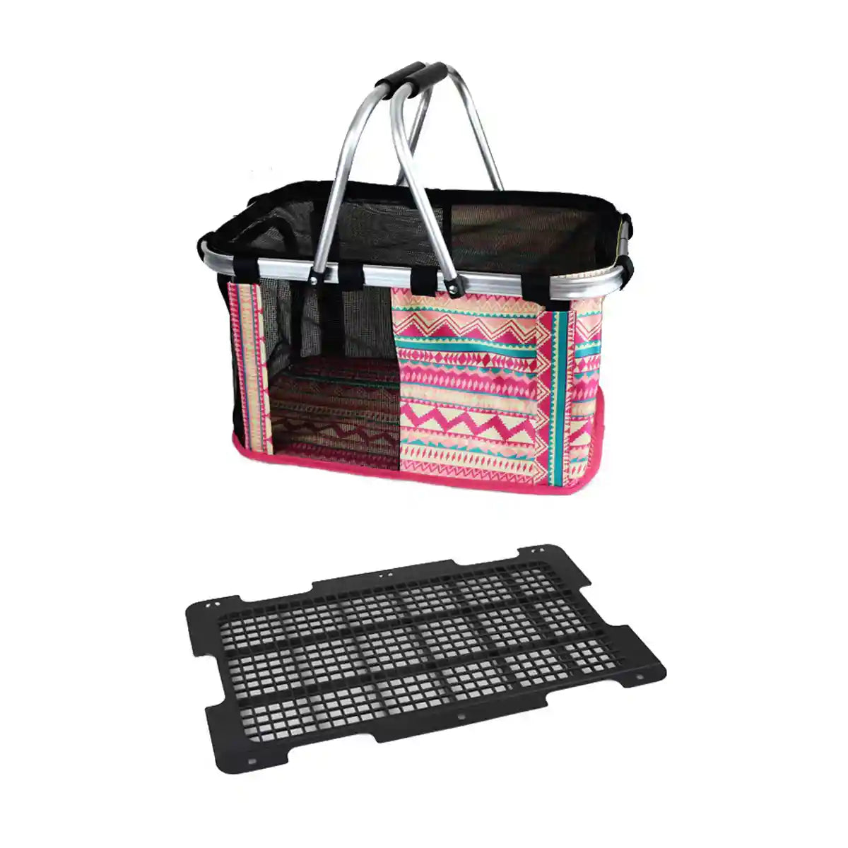 Foldable Mesh Pet Carrier Basket with Aluminium Handle