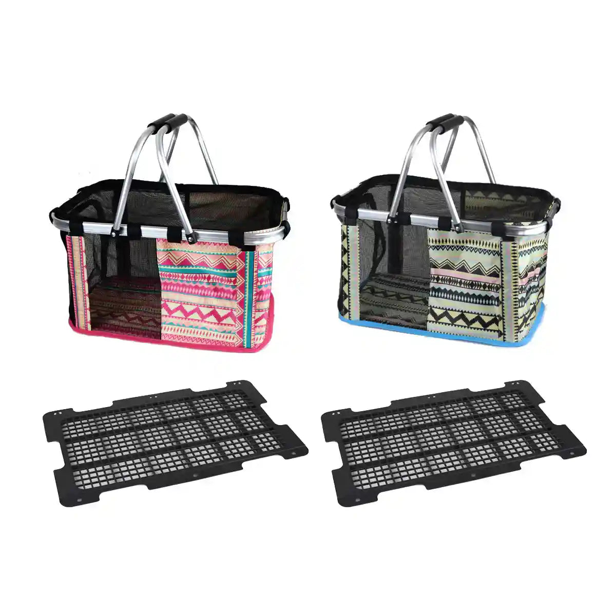 Foldable Mesh Pet Carrier Basket with Aluminium Handle