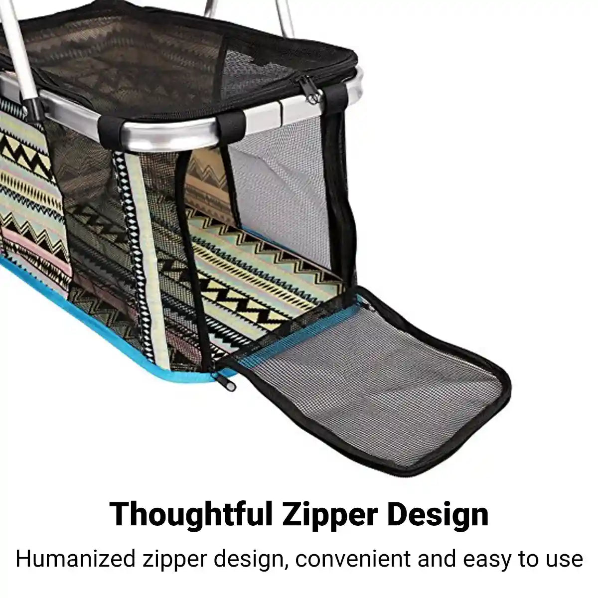 Foldable Mesh Pet Carrier Basket with Aluminium Handle
