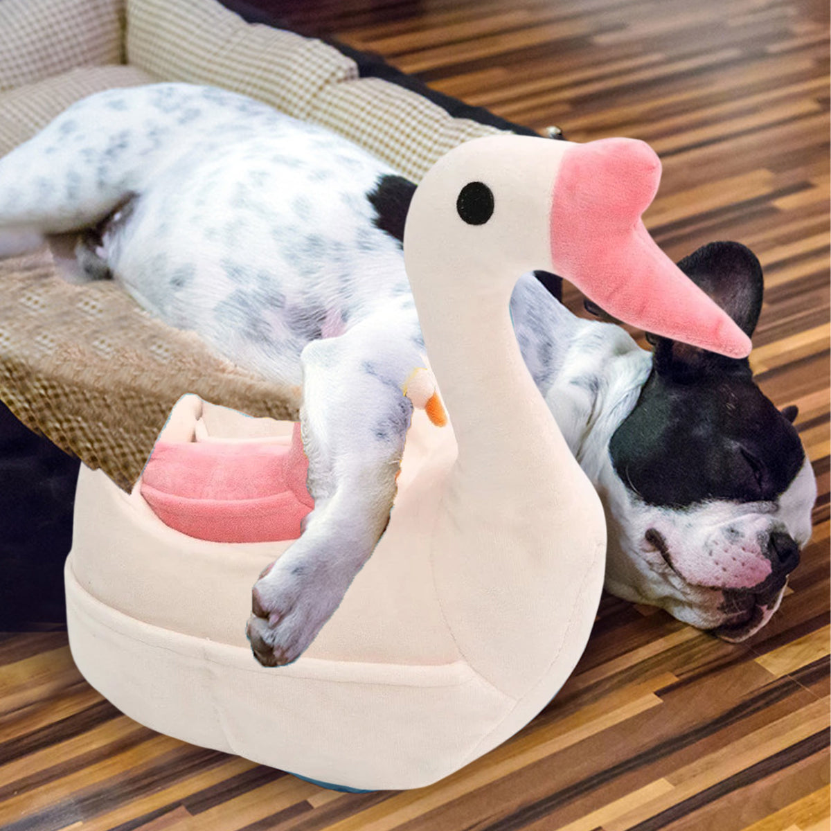 Plush Pet Goose Toy Interactive Squeaky Dog Enrichment Toy