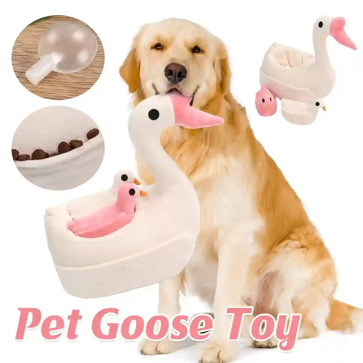 Plush Pet Goose Toy Interactive Squeaky Dog Enrichment Toy
