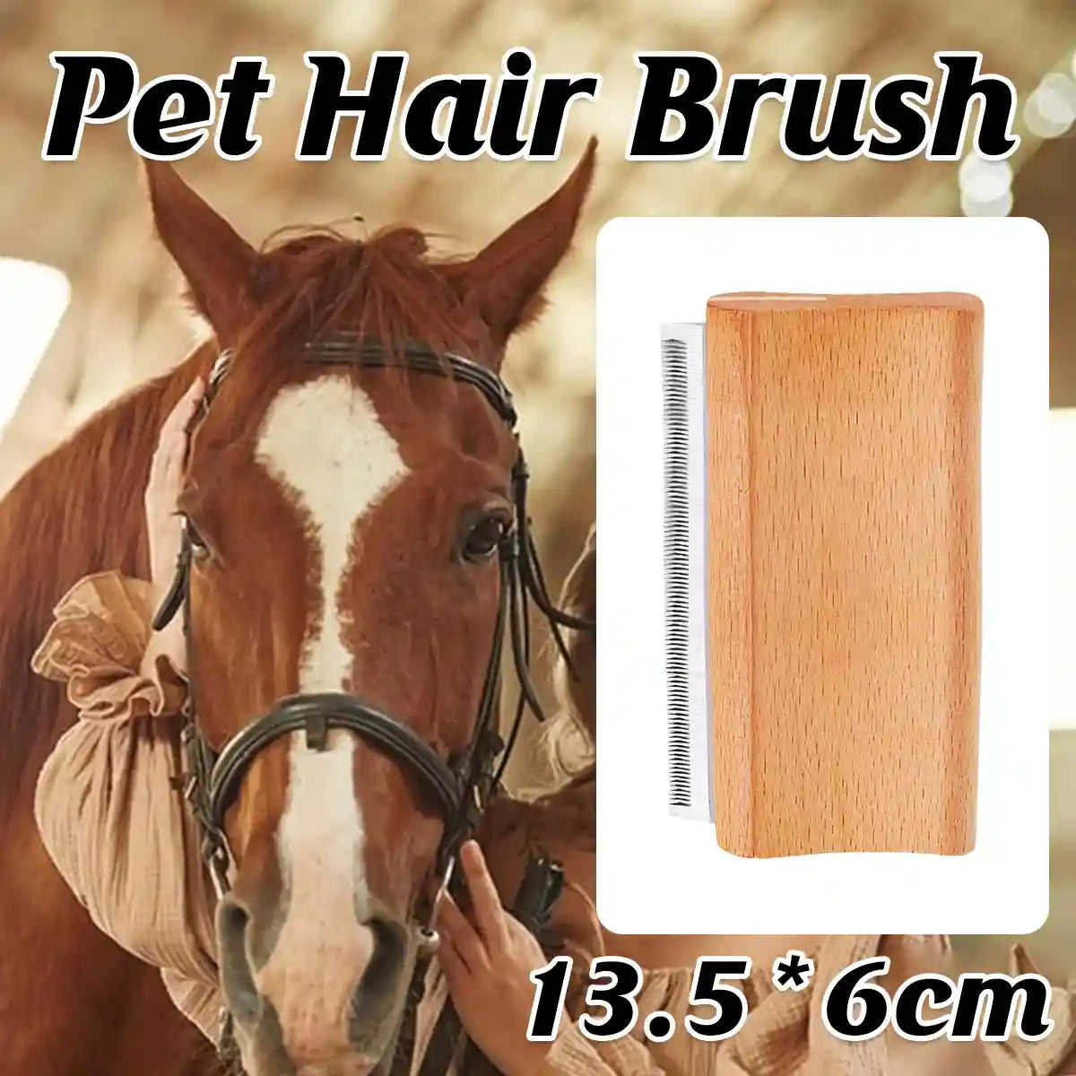 Pet Hair Removal Comb With Wooden Handle