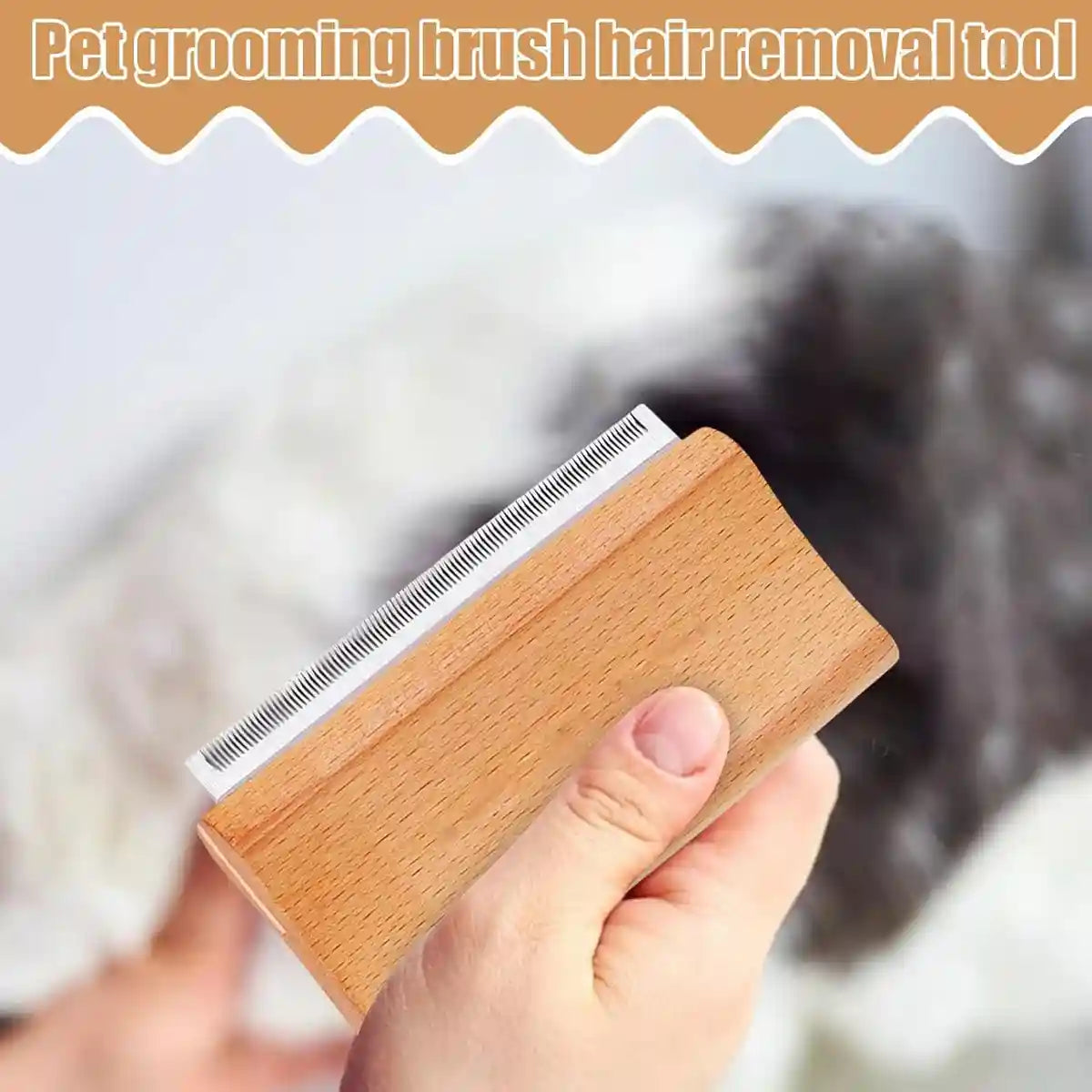 Pet Hair Removal Comb With Wooden Handle