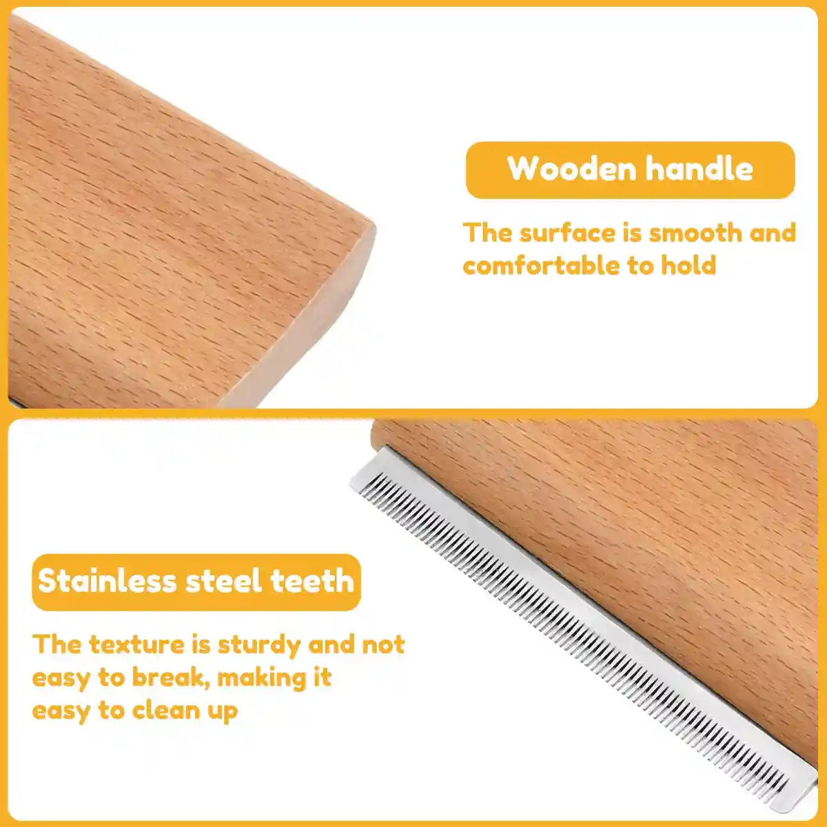 Pet Hair Removal Comb With Wooden Handle