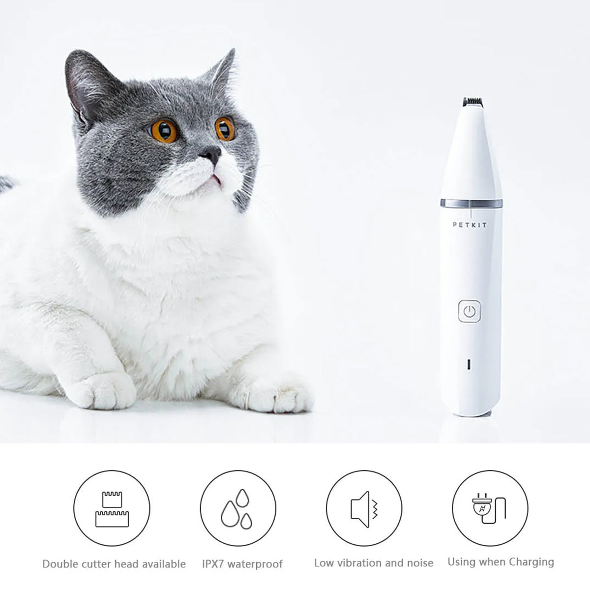 Pet Grooming Clippers Low Noise Waterproof Hair Trimmer for Cats & Dogs