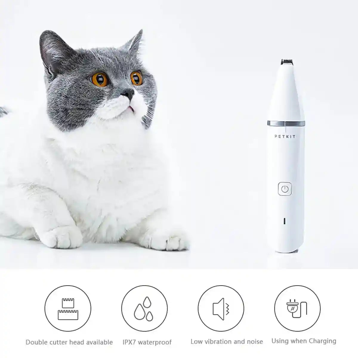 Pet Grooming Clippers Low Noise Waterproof Hair Trimmer for Cats & Dogs