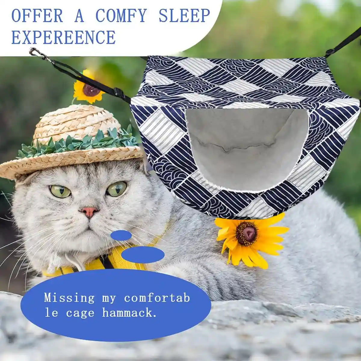 Hanging Cat Cage Hammock Nest Cosy Bed for Kittens & Small Pets