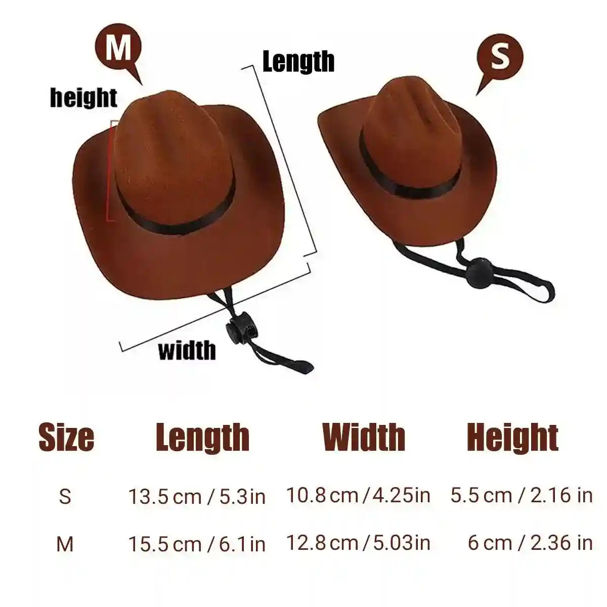 Adjustable Pet Cowboy Hat for Dogs and Cats Western Style Costume