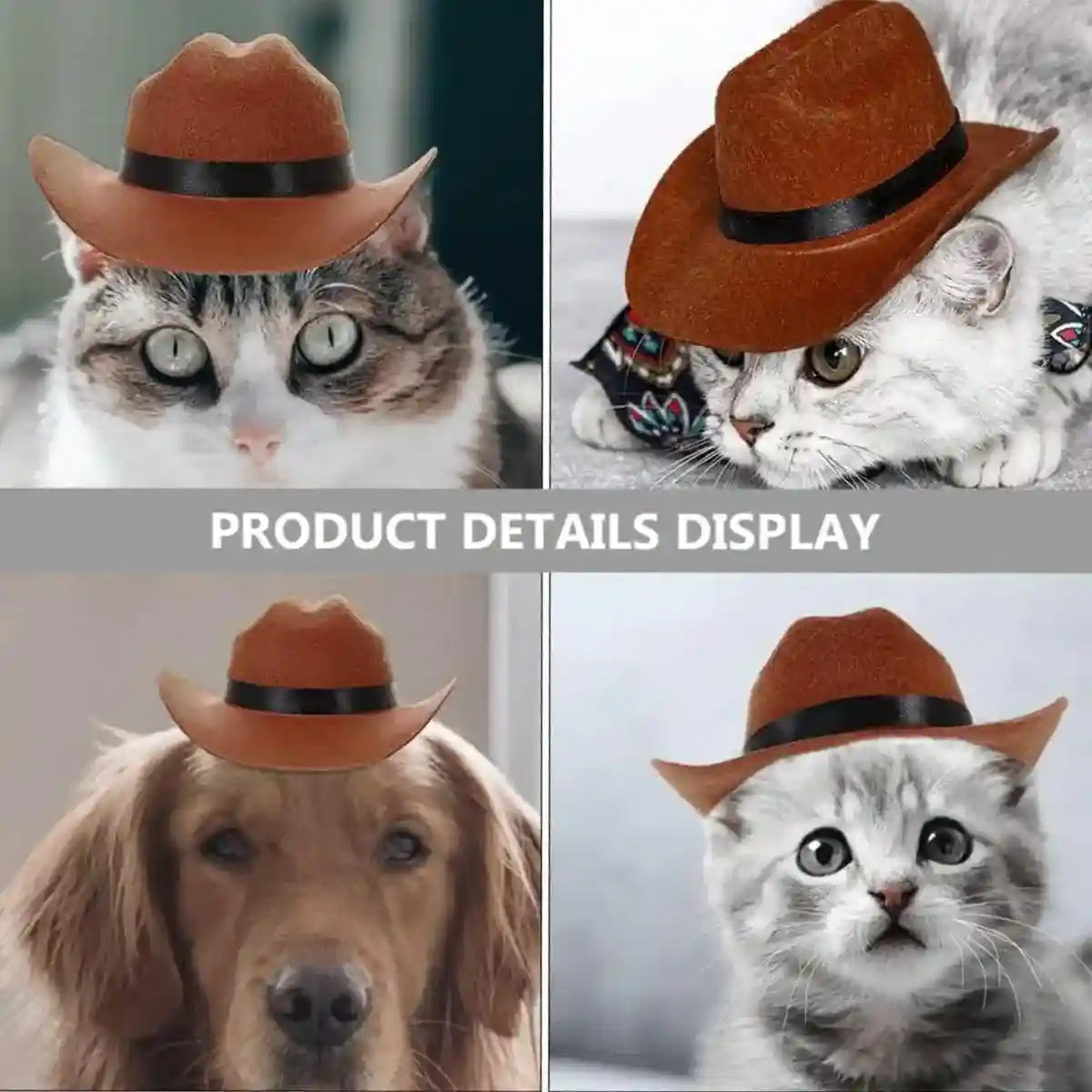 Adjustable Pet Cowboy Hat for Dogs and Cats Western Style Costume
