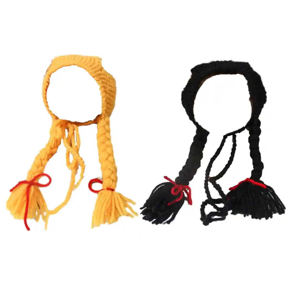 Braided Cat Hat Handmade Knitted Pet Wig