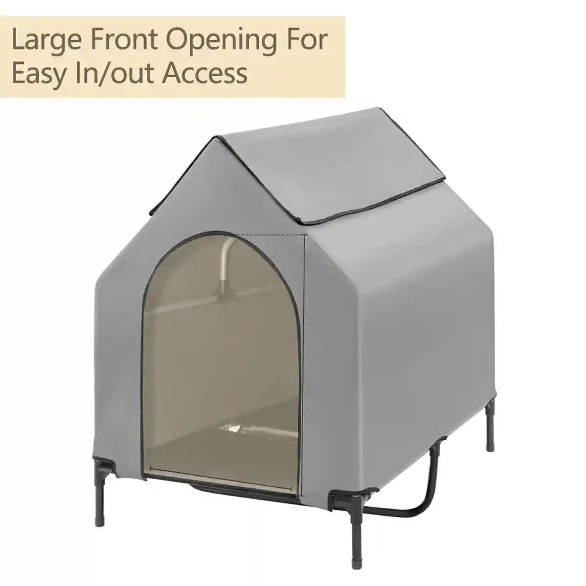 Outdoor Waterproof Pet Tent with Elevated Bed for Dogs and Cats Description