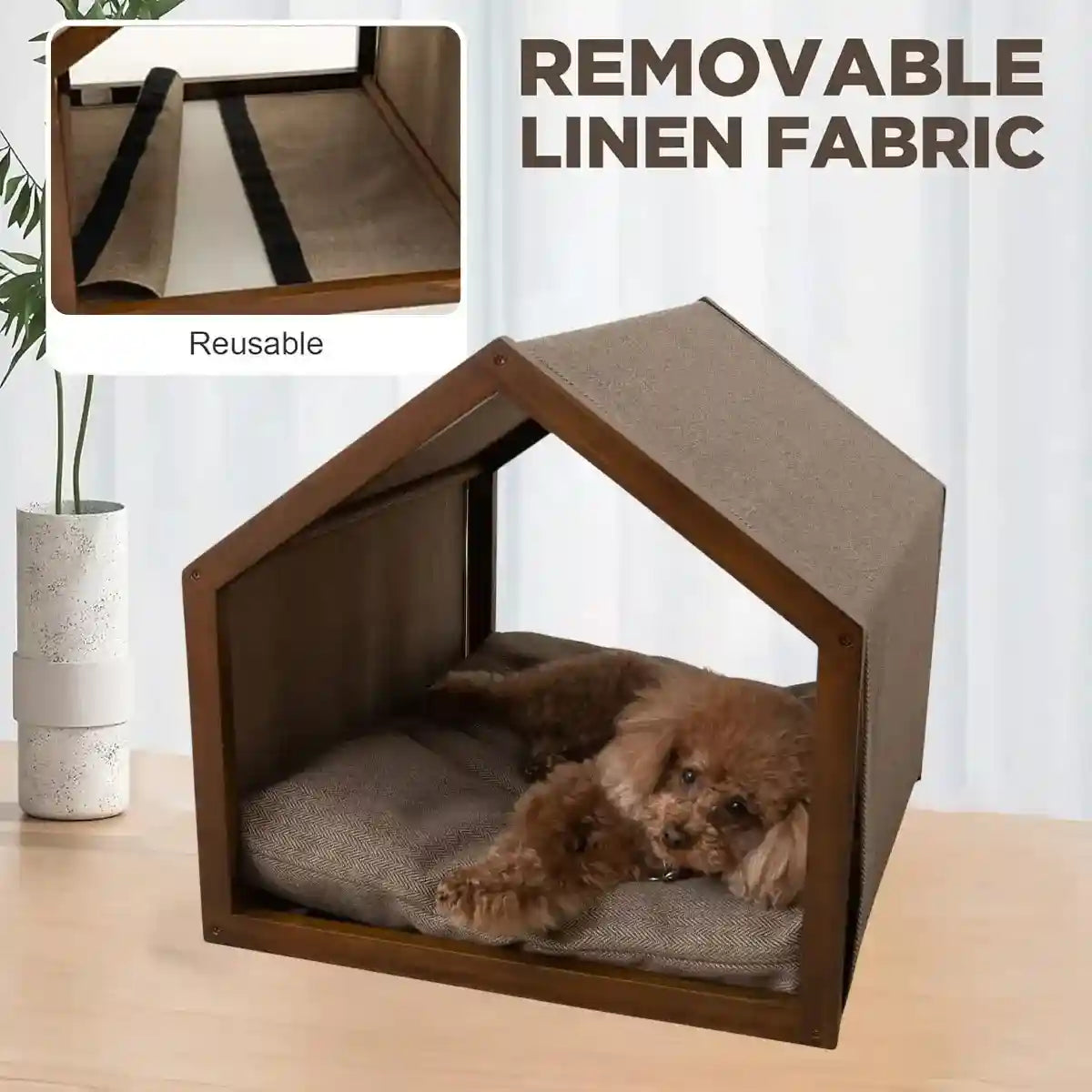 Modern Canvas Pet House for Small Dogs Washable Indoor Dog Bed