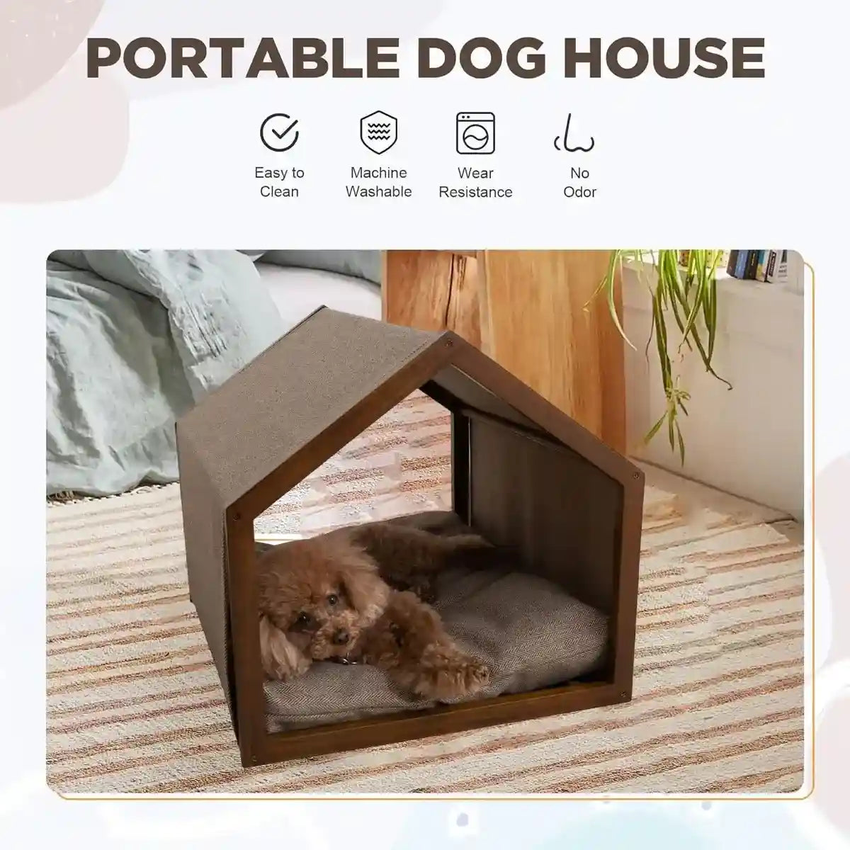 Modern Canvas Pet House for Small Dogs Washable Indoor Dog Bed