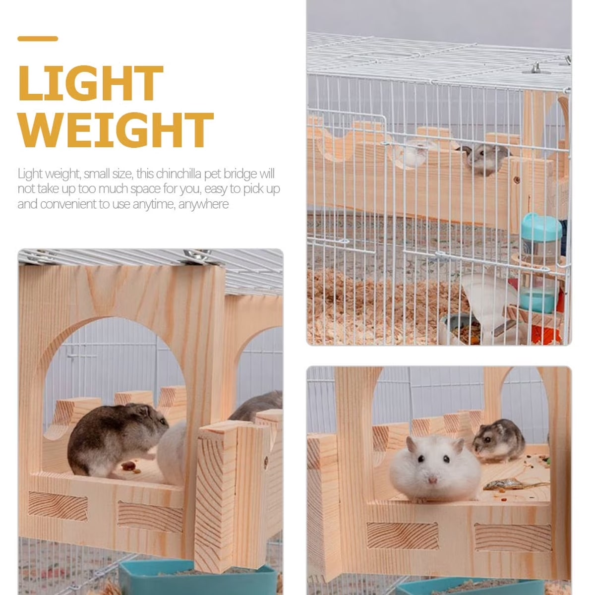 Wooden Hamster Hanging Bridge Set with 3 Play Platforms