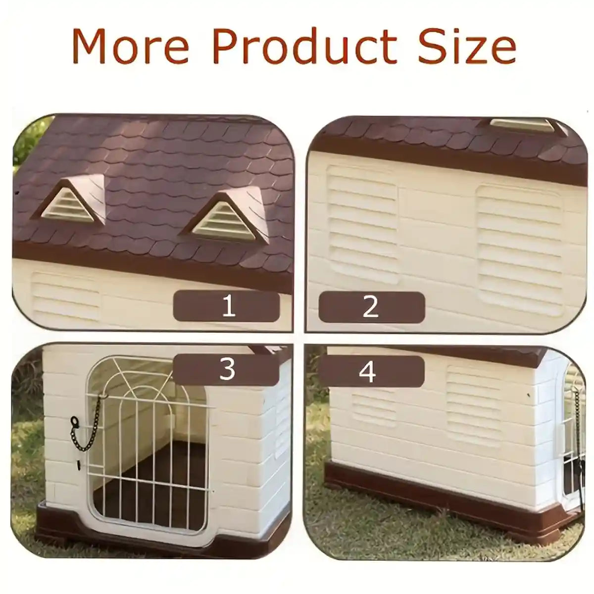 Outdoor Plastic Dog House with Ventilation and Iron Gate