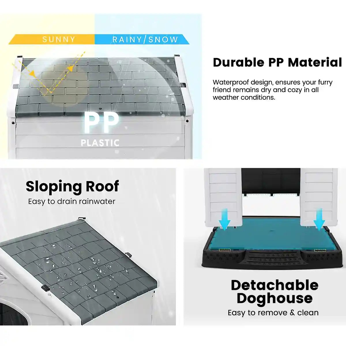 Durable Outdoor Dog House Waterproof Plastic Kennel with Lockable Door