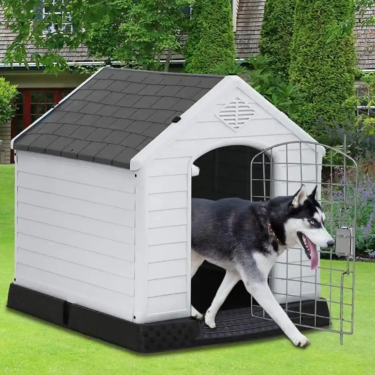 Durable Outdoor Dog House Waterproof Plastic Kennel with Lockable Door