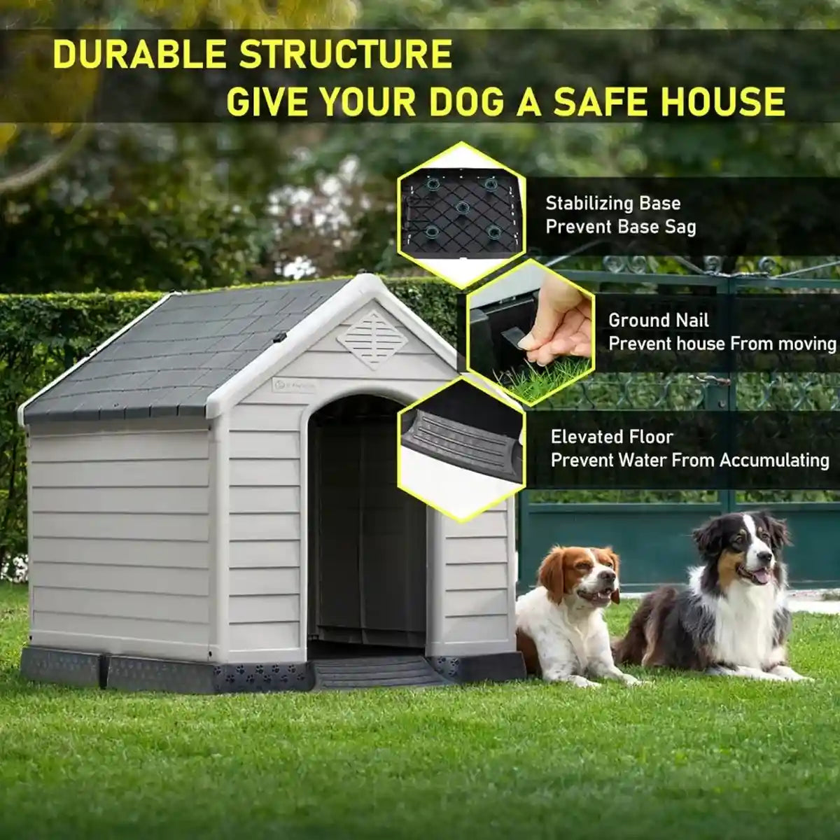 Durable Outdoor Dog House Waterproof Plastic Kennel with Lockable Door