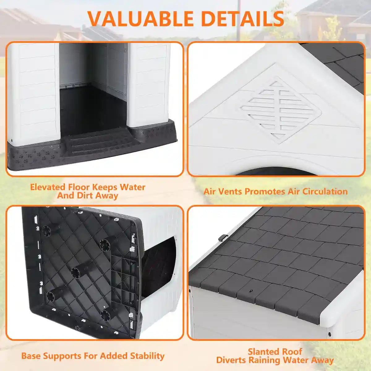 Durable Outdoor Dog House Waterproof Plastic Kennel with Lockable Door