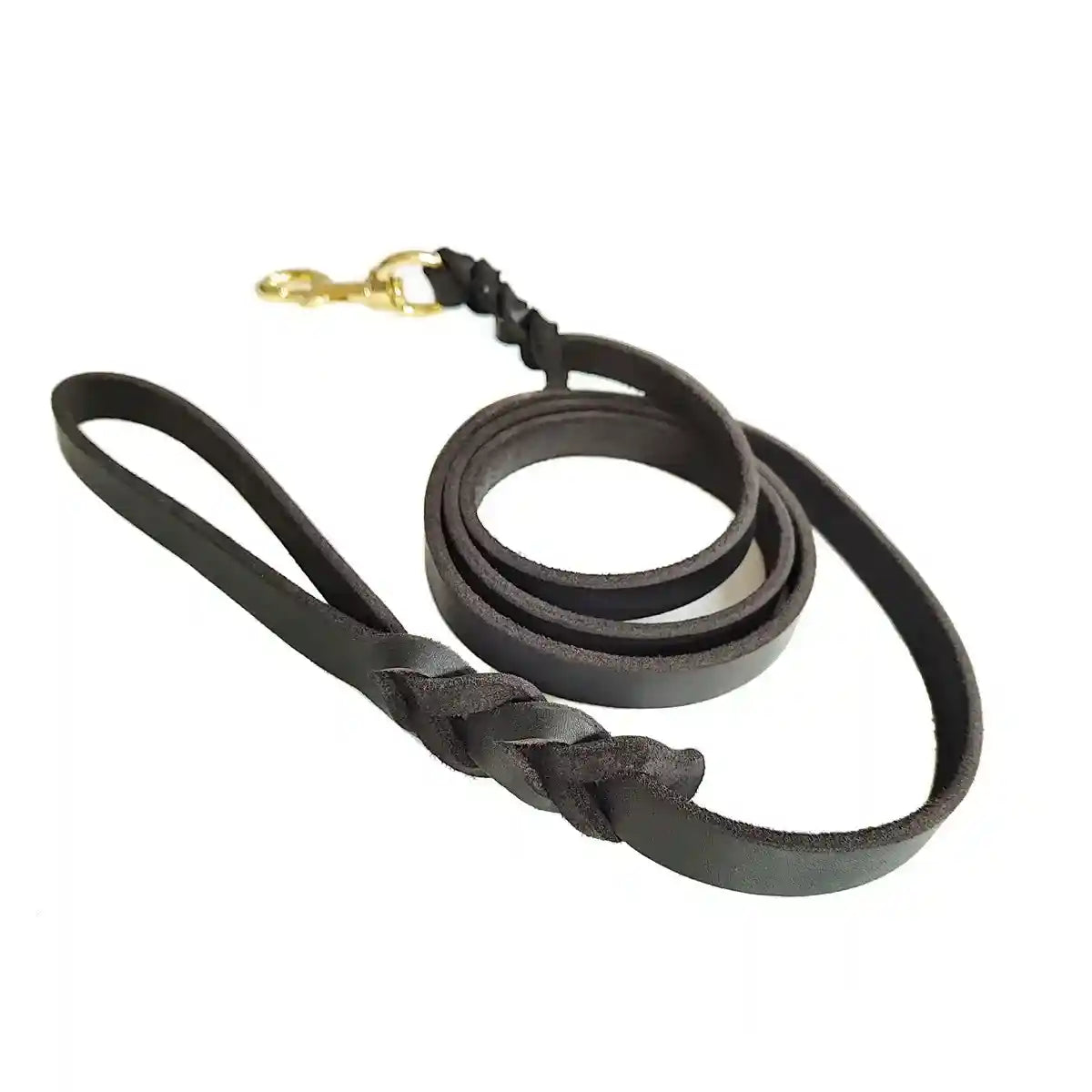 Durable Cowhide Dog Leash With Brass Clasp For Large Pets