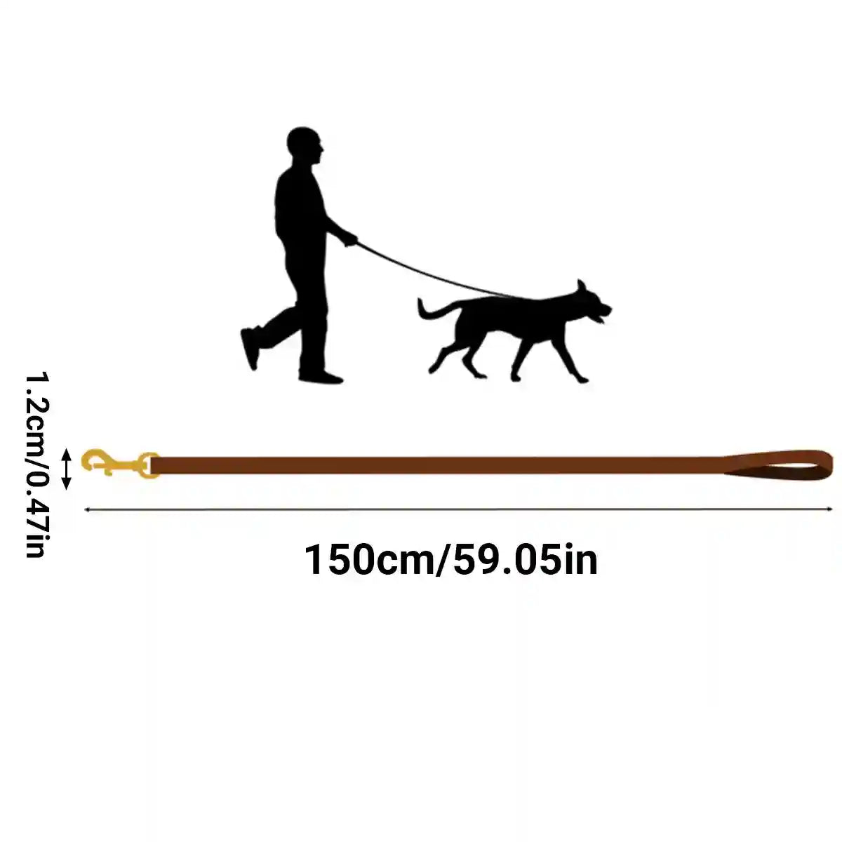 Durable Cowhide Dog Leash With Brass Clasp For Large Pets