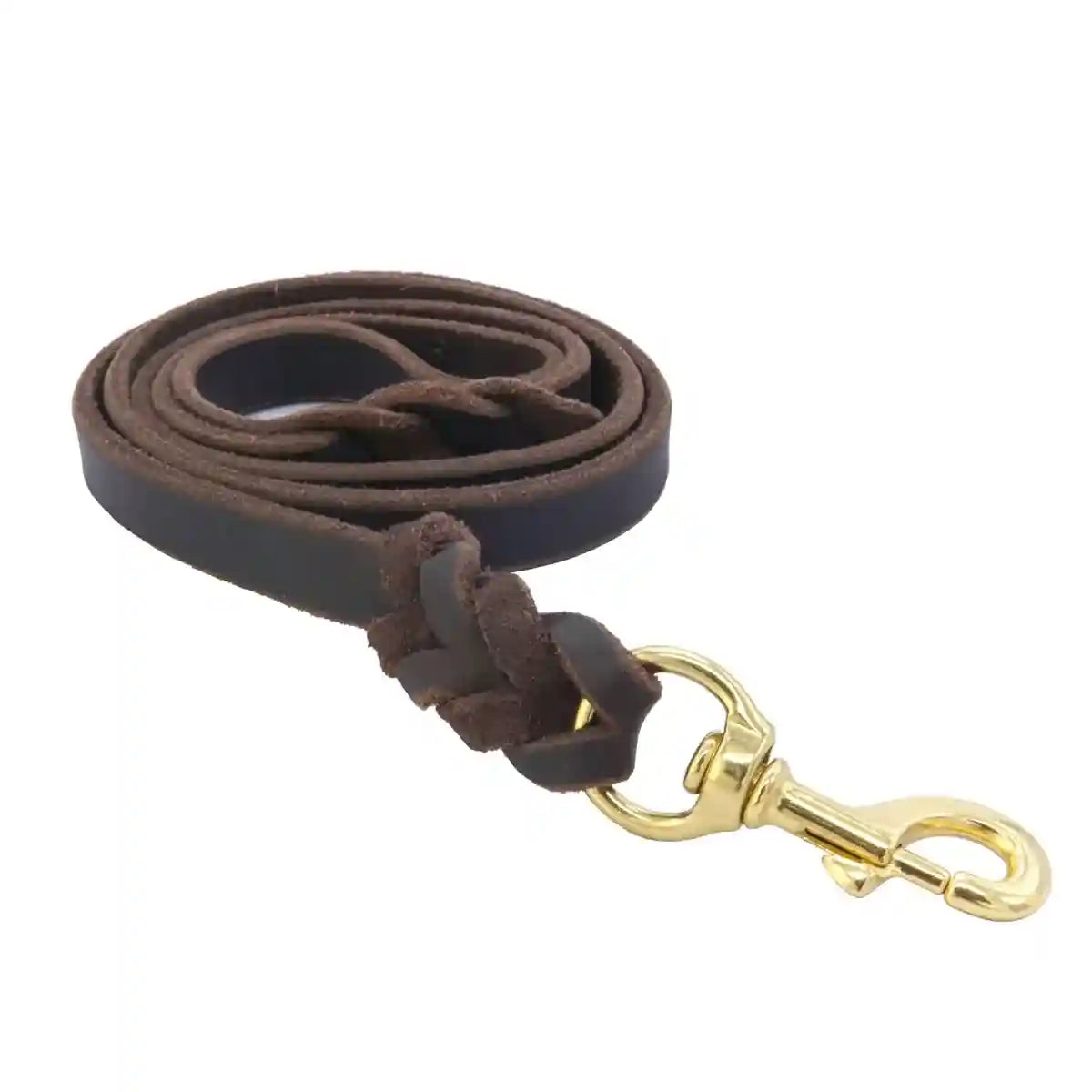 Durable Cowhide Dog Leash With Brass Clasp For Large Pets
