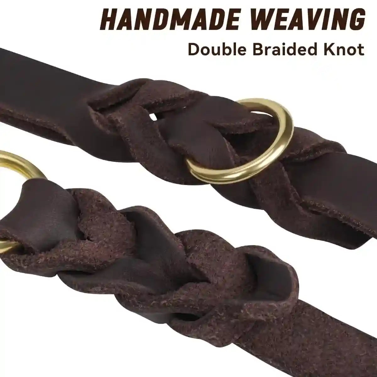 Durable Cowhide Dog Leash With Brass Clasp For Large Pets