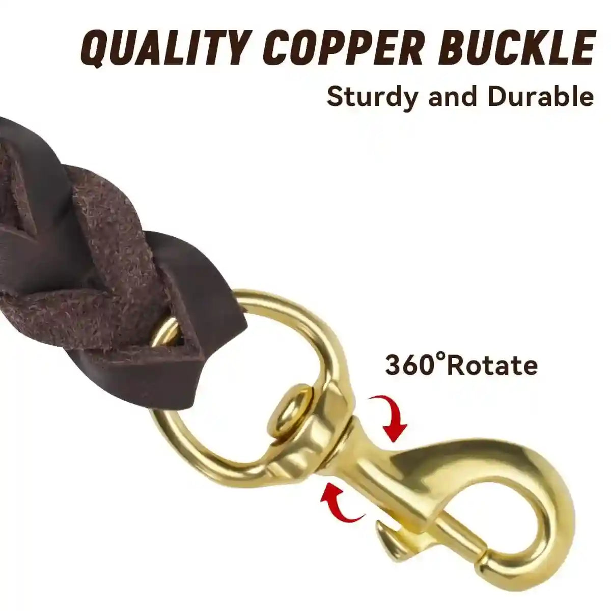 Durable Cowhide Dog Leash With Brass Clasp For Large Pets