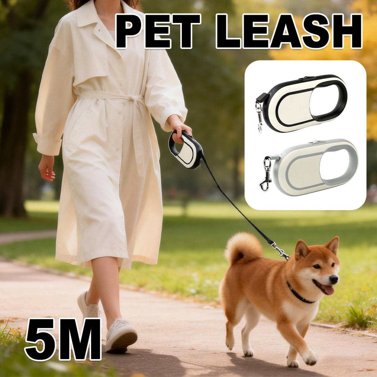 5m Retractable Dog Lead With Lock Control