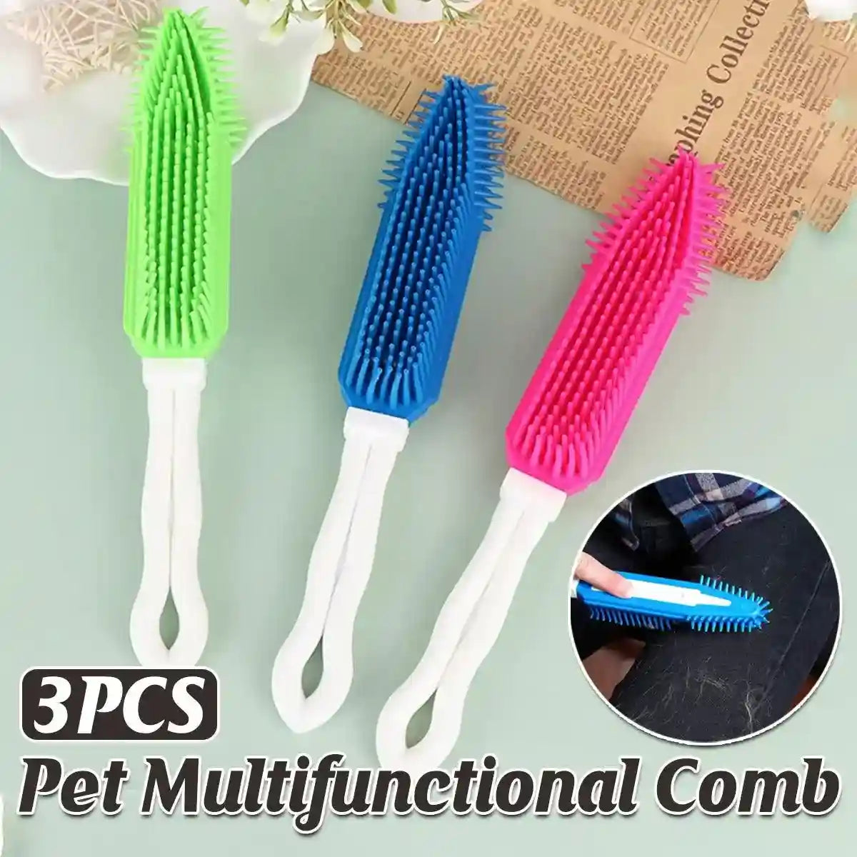 3pcs Dog Grooming Brush Set Soft Bristles for Easy Pet Care