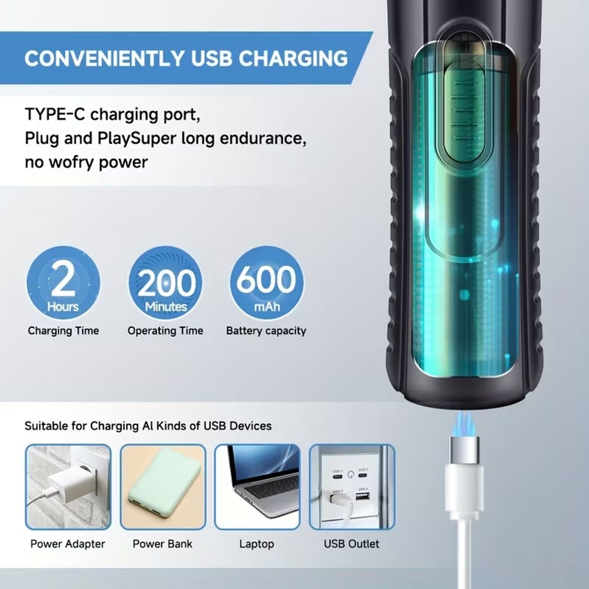 Black Triple LED Dog Nail Grinder with 2 Speeds
