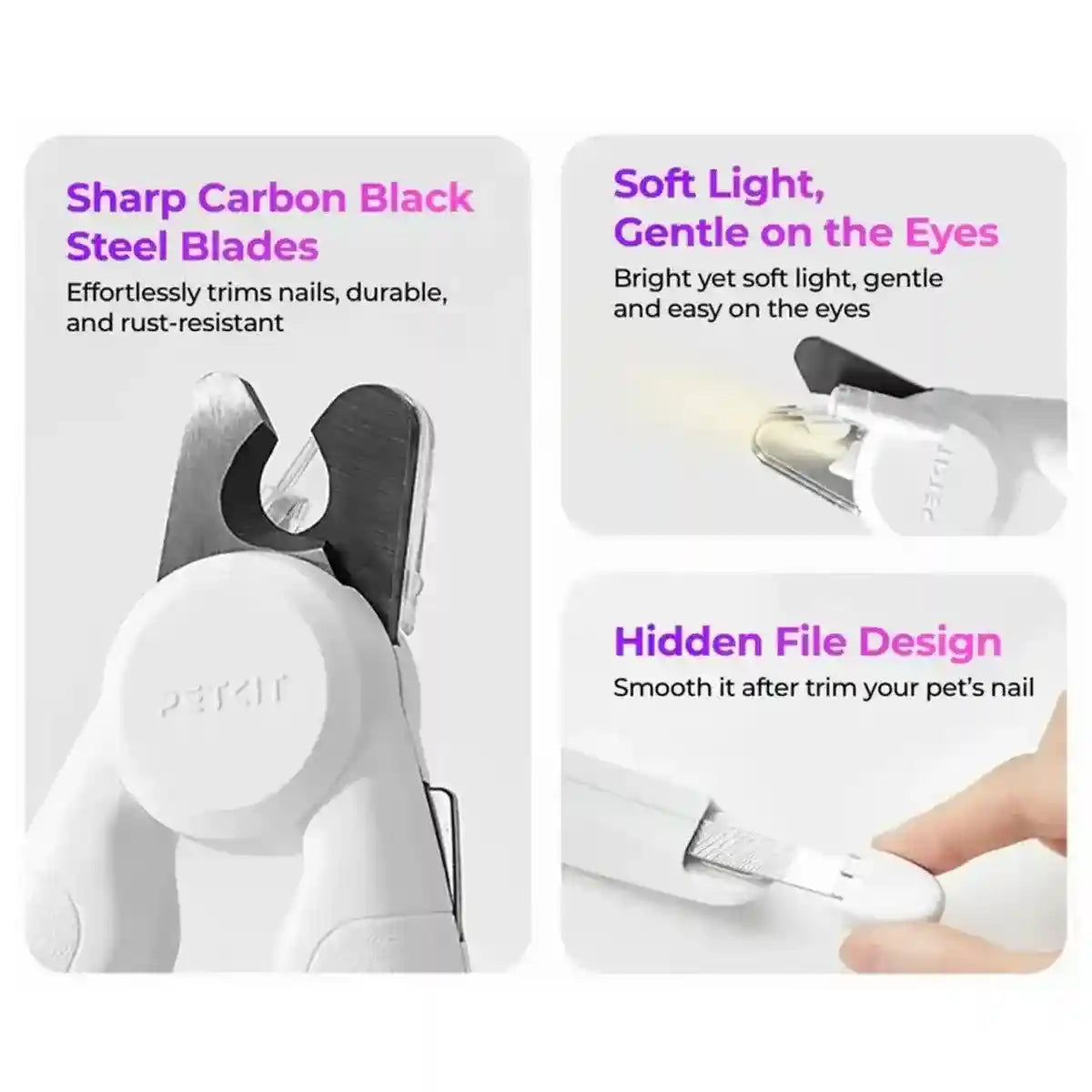 PETKIT Pet LED Nail Clippers Dual Light Design for Safe & Precise Trimming