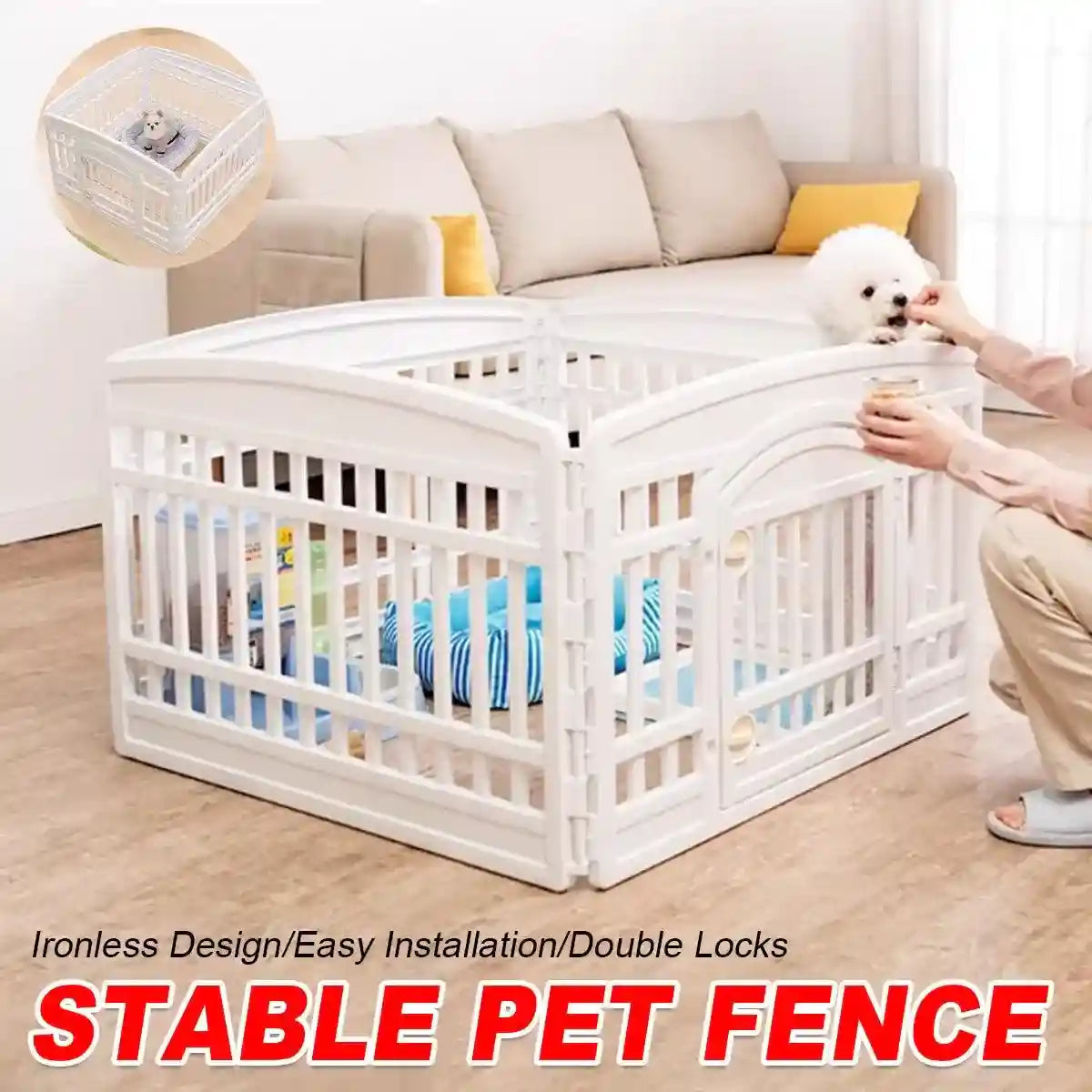 Stable Pet Fence Easy Installation Playpen with Double Locks