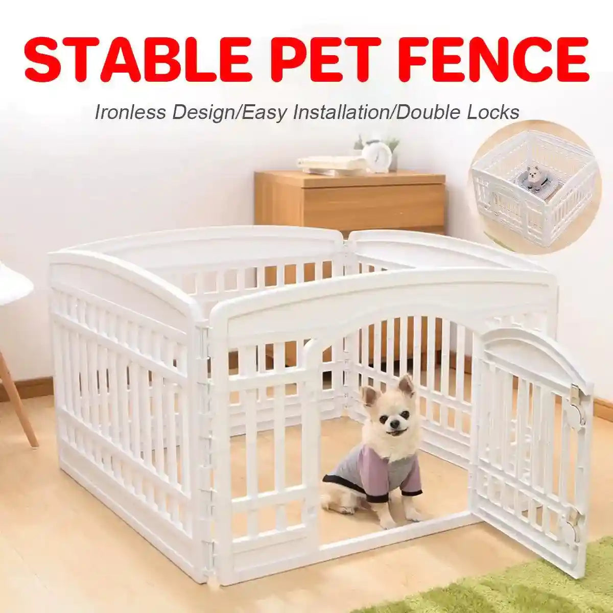 Stable Pet Fence Easy Installation Playpen with Double Locks