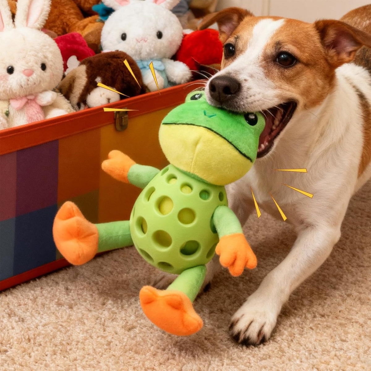 Plush Dog Toy Squeaky Frog Chew Toy