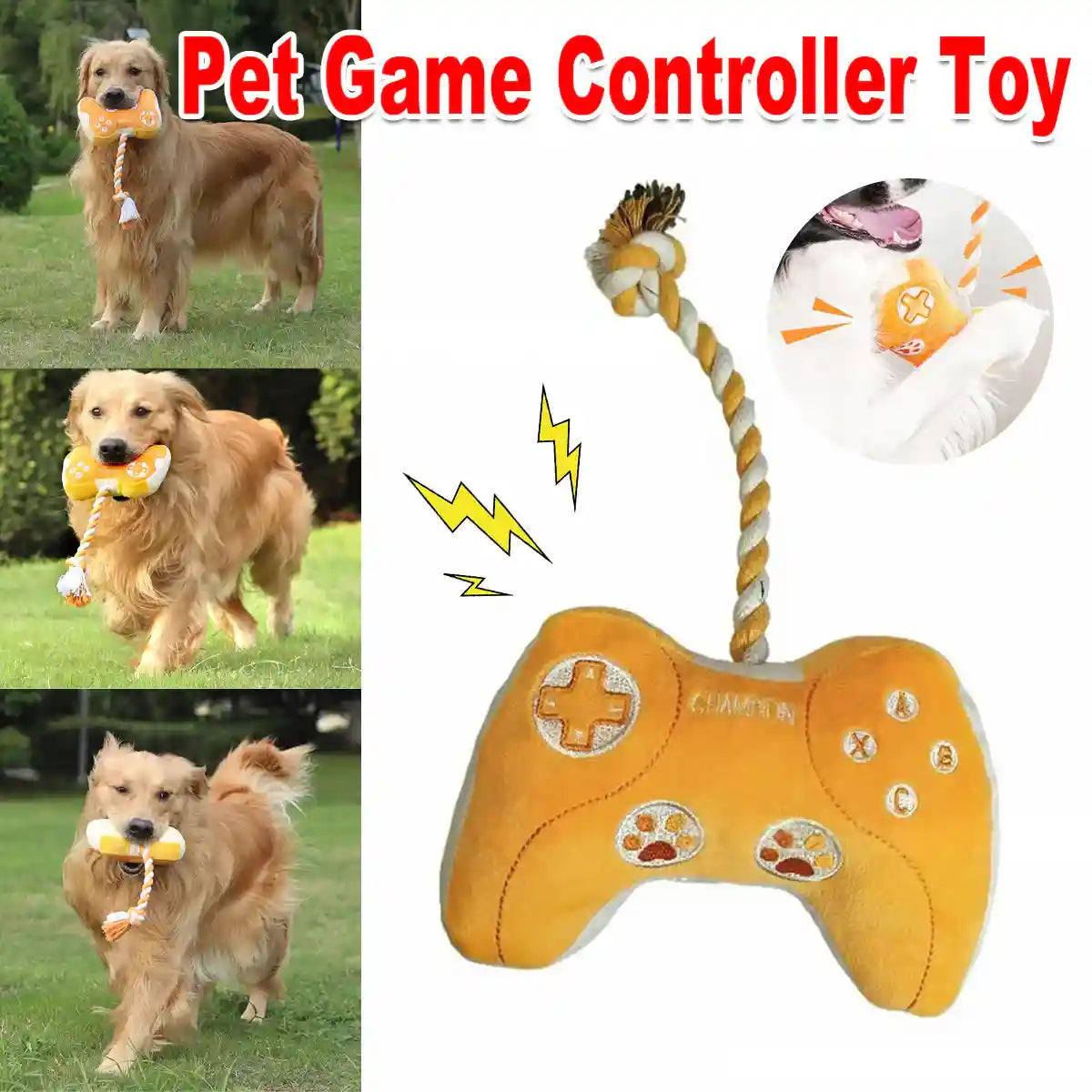 Interactive Dog Plush Toy with Rope and Squeakers